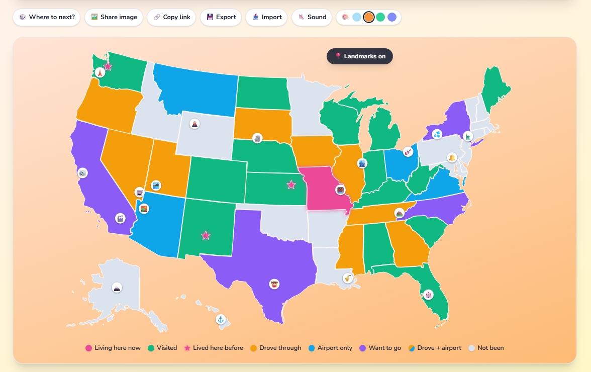All Fifty — interactive U.S. travel map